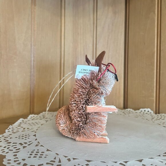 Rustic Woodland Animal Anthropomorphic Ornaments Santa Hat Glasses Fox Mouse - Picture 11 of 13